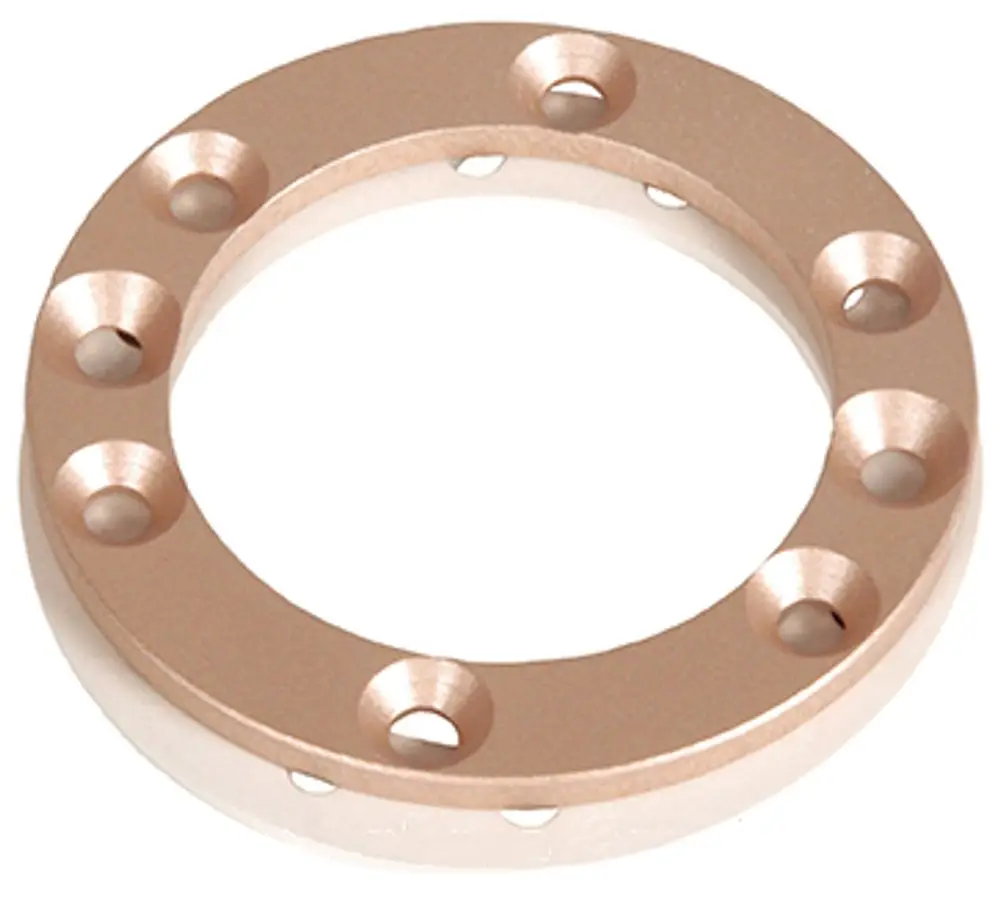 Flanschring aus Metall mit mehreren Bohrungen, verwendet für Druckwellenschalter, hergestellt von Grünbeck.